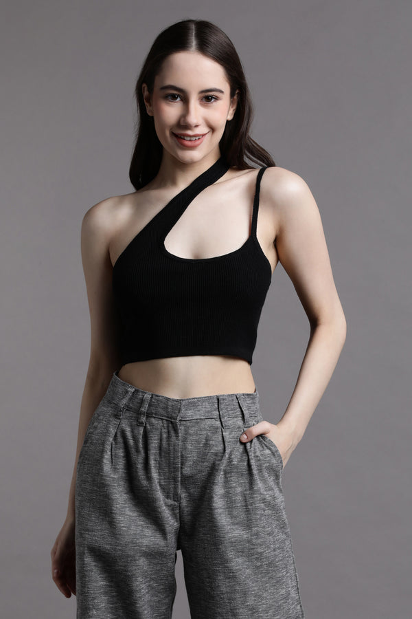 Double strap one-shoulder  top