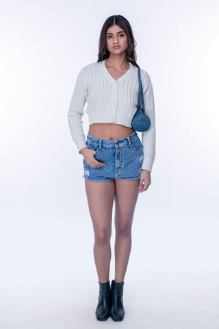 Pearl Essence Crop Cardigan