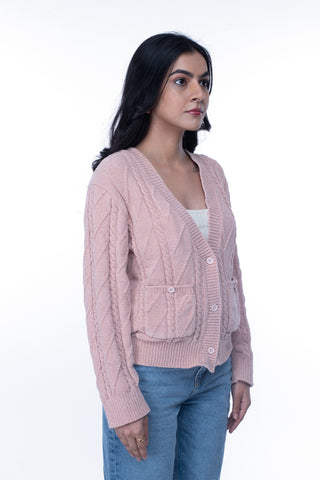 Preppy Pink Button-Down Cardigan