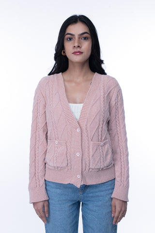 Preppy Pink Button-Down Cardigan