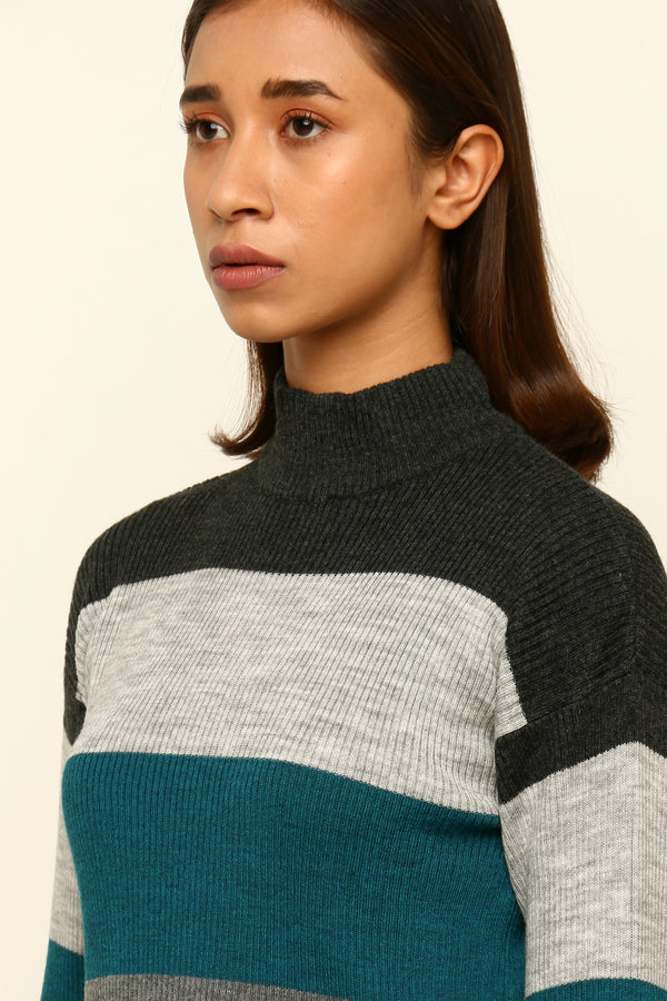 Striped colour-block sweater