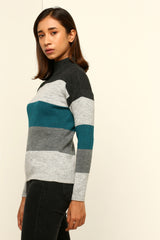 Striped colour-block sweater