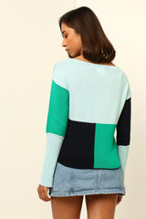 Color-block sweater with long sleeves