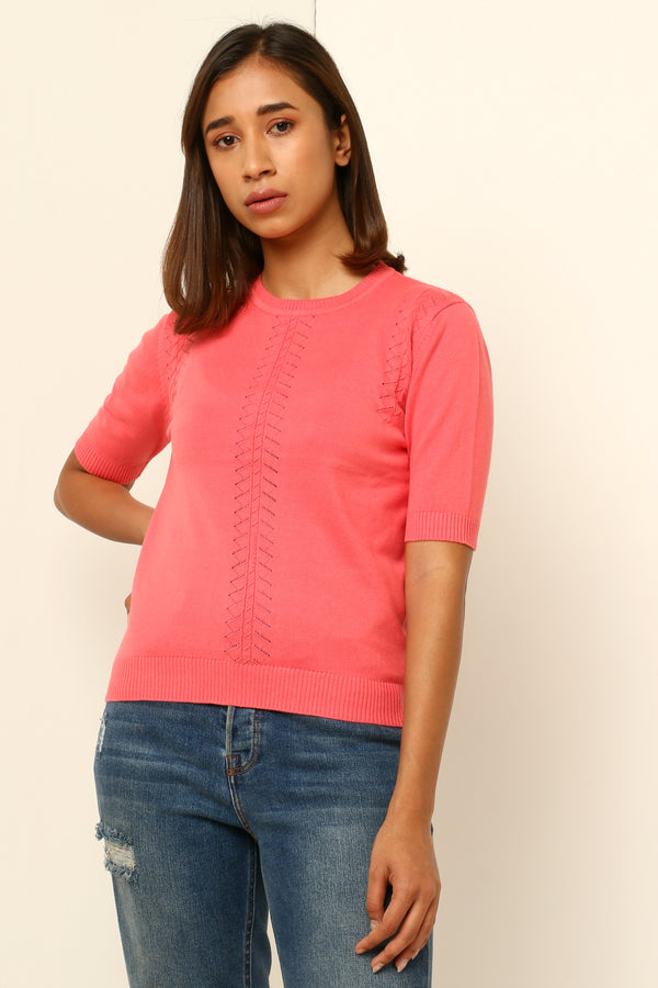 Round neck top with half sleeves