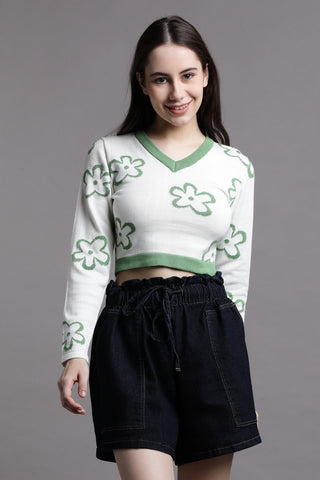 FLORAL BLOSSOM JACQUARD CROP TOP