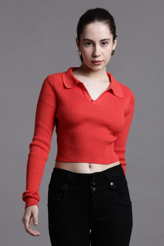 DEEP CORAL CROP TOP