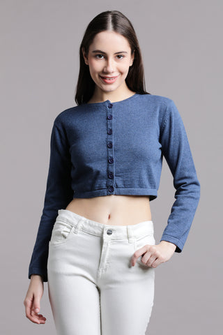 CREW NECK CROPPED CARDIGAN