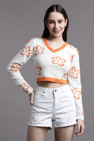 FLORAL BLOSSOM JACQUARD CROP TOP