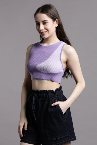 Two toned Colorblock Rib-knit Tank Top