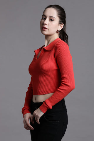 DEEP CORAL CROP TOP