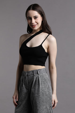 Double strap one-shoulder  top