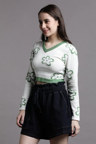 FLORAL BLOSSOM JACQUARD CROP TOP