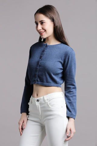 CREW NECK CROPPED CARDIGAN