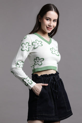 FLORAL BLOSSOM JACQUARD CROP TOP