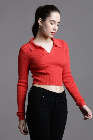 DEEP CORAL CROP TOP