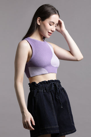 Two toned Colorblock Rib-knit Tank Top