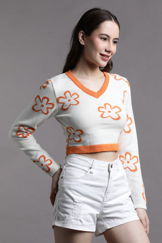 FLORAL BLOSSOM JACQUARD CROP TOP