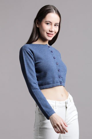 CREW NECK CROPPED CARDIGAN