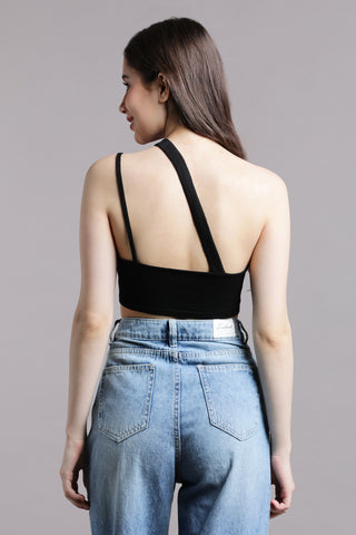 Double strap one-shoulder crop top