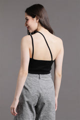 Double strap one-shoulder  top