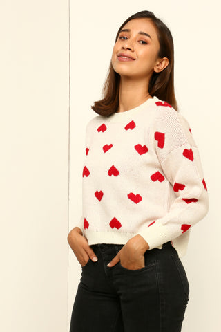 KNIT HEART SWEATER (LTP1032-W2) MFC