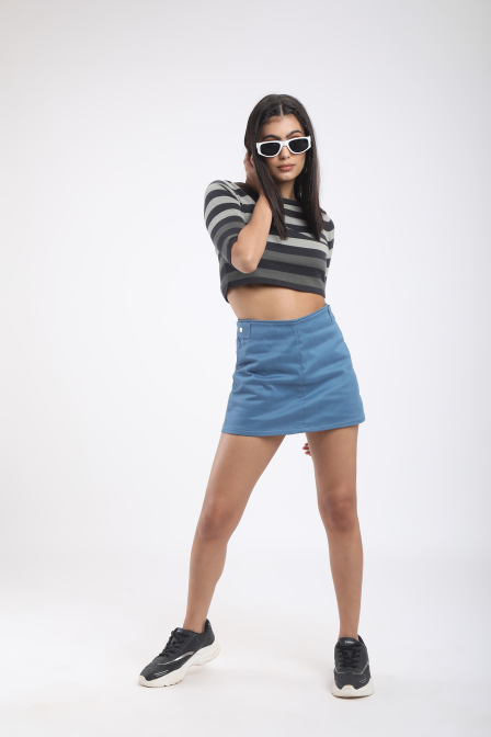 SQUARE NECK STRIPED TOP WITH HALF SLEEVES (BM209-N3)