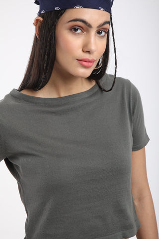 SOLID CROP TOP WITH SHORT SLEEVES -3 (BM222-N3)