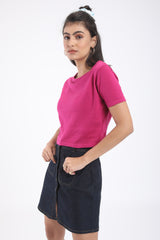 SOLID CROP TOP WITH SHORT SLEEVES (BM222-P5)