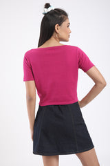 SOLID CROP TOP WITH SHORT SLEEVES (BM222-P5)