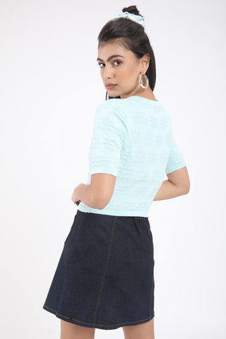 HALF SLEEVED CROP TOP WITH A V NECKLINE (BM211-B1)