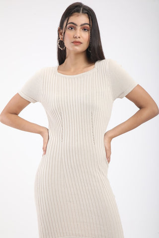 TEXTURED DRESS WITH SHORT SLEEVES (BM210-W2)