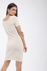 TEXTURED DRESS WITH SHORT SLEEVES (BM210-W2)