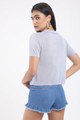 COLLARED CROP TOP WITH SHORT SLEEVES (BM215)