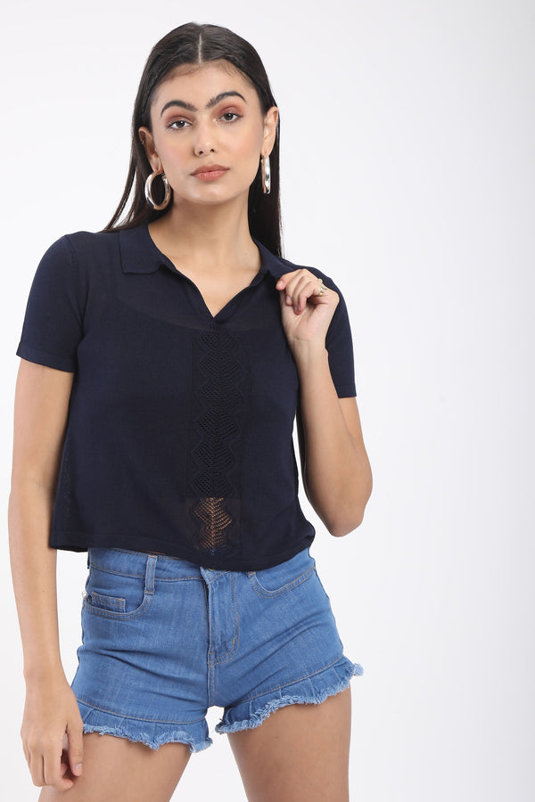 COLLARED CROP TOP WITH SHORT SLEEVES-2 (BM215-B8)