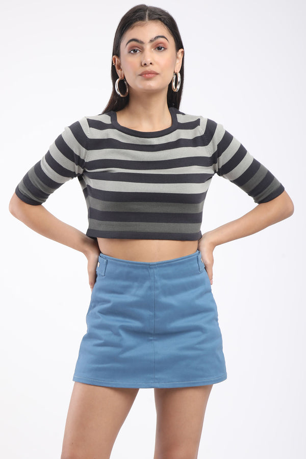 SQUARE NECK STRIPED TOP WITH HALF SLEEVES (BM209-N3)